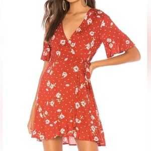 Show Me Your MuMu Scarlet Floral Wrap Mini Dress